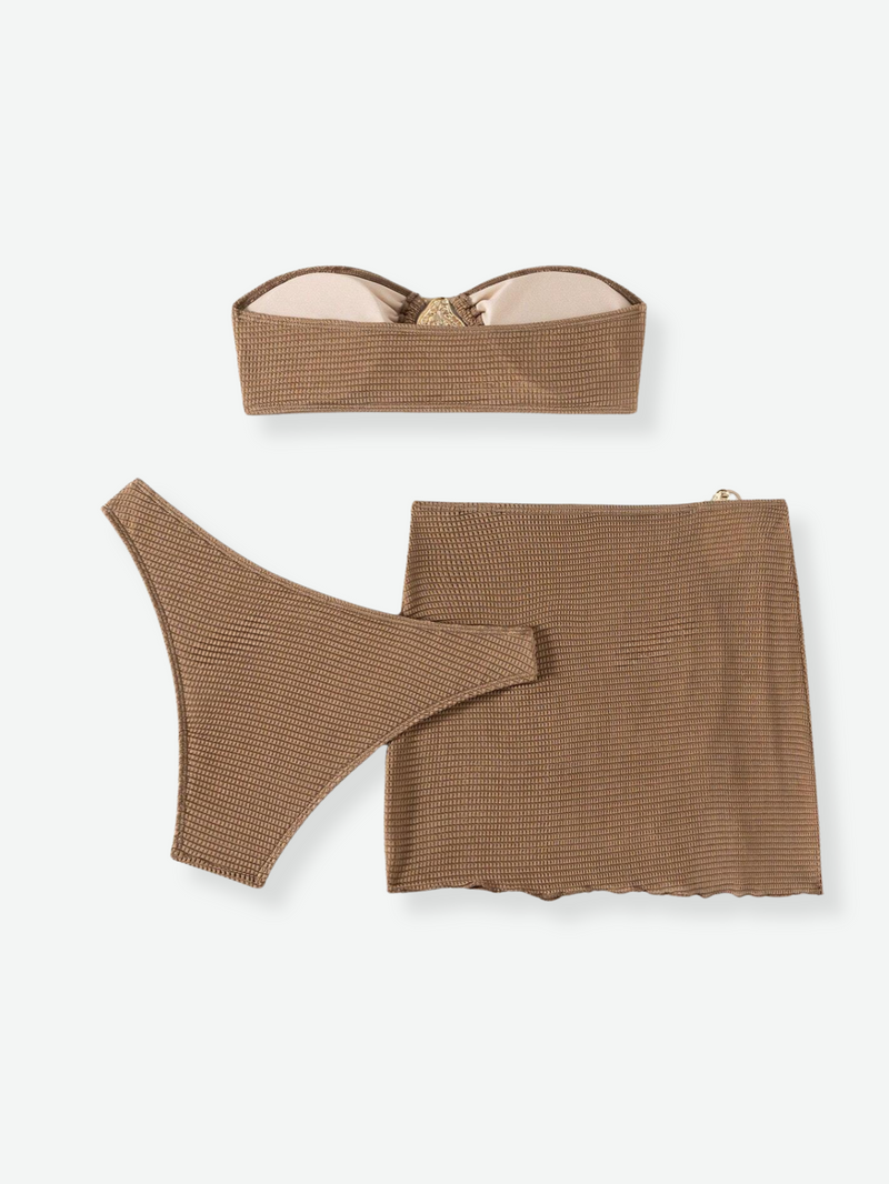 MARTHA 3-Piece Bikini Set with Skirt