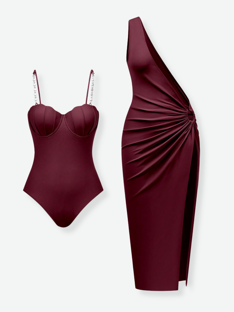 AMBER One Piece and Cover Up 2-Piece Set Swimsuit